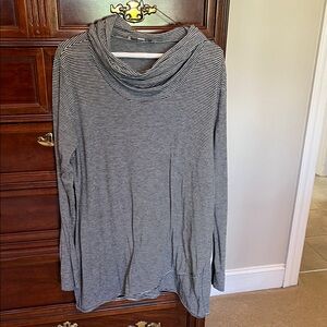 Striped Cowl Neck Long Sleeve Top